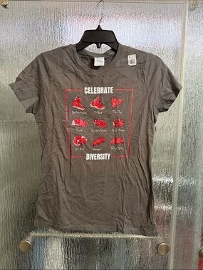Celebrate Diversity Graphic Tee - Charcoal with Red Print